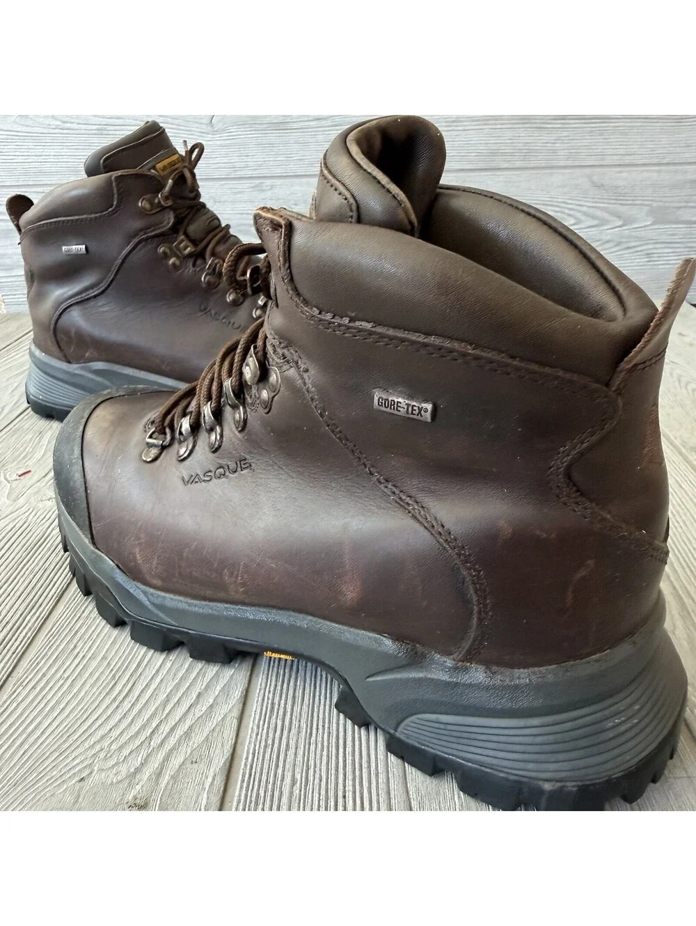 Vasque Mens Hiking Boots 12 Wide Gore-Tex Leather Vibram Waterproof Brown Trail